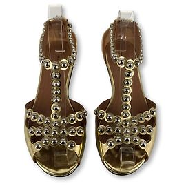 Alaïa flat metallic sandals Golden Gold hardware