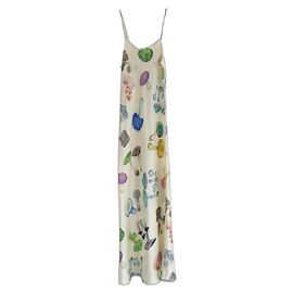 Vestido de seda con estampado de champiñón Rodarte Primavera 2022 Multicolor