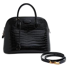 Hermès-Hermès 2001 Sac Bolide 35 Precious Black Leather Golden HDW Bag strap Hermes-Noir