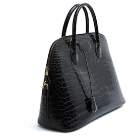 Hermès-Hermès 2001 Bolide 35 Precious Black Leather Golden HDW Bag strap Hermes-Black
