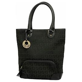 Fendi-Fendi Black Zucchino Nylon Canvas Tote Bag-Black