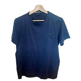 Camiseta Prada Azul Marinho de Algodão com Logo Azul marinho