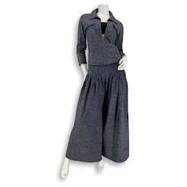 Chanel-Denim pants suit summer 2003 set-Blue,Navy blue,Light blue,Dark blue,Silver hardware