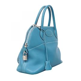 Hermès-Sac à main Hermes Bolide 31 en Jean Bleu-Bleu