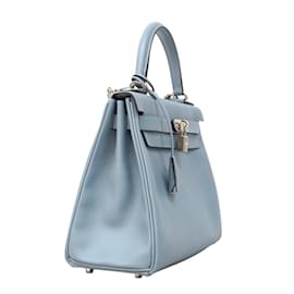 Hermès-Sac à main Hermes Kelly 28 Evercolor en Ciel-Bleu clair