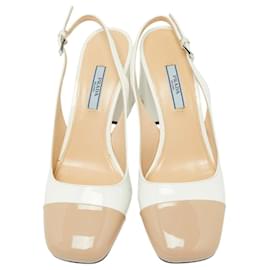 Prada-prada white and beige sling back pumps 37-Beige
