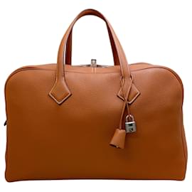 Hermès-Sac Victoria en cuir Clémence marron Hermes 2023-Marron