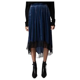 Gonna in misto seta e velluto Zadig & Voltaire Joslin IT38 Blu navy