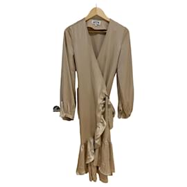 Autre Marque-AMY LYNN Long Sleeve Midi Wrap Dress S-Beige