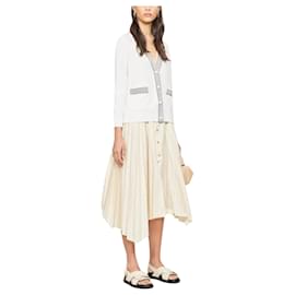 Sandro-Sandro Pauly Contrast-Stripe Cardigan-White