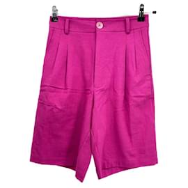 Magali Pascal-Bermuda en lin rose-Pink