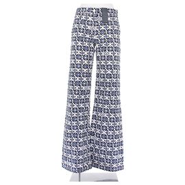 Louis Vuitton Schlaghose Blau Weiß Blumenmuster Blau