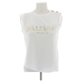 Canottiera Balmain bianca in cotone Bianco
