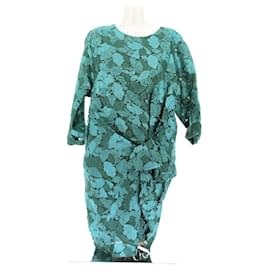 Lanvin-Blue green silk dress-Green