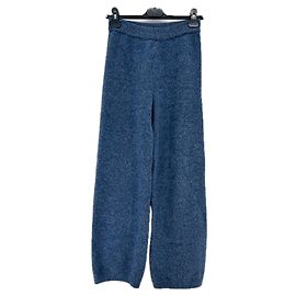 Autre Marque ALEXANDRA GOLOVANOFF TRICOTS Blue Wool Pants Blue