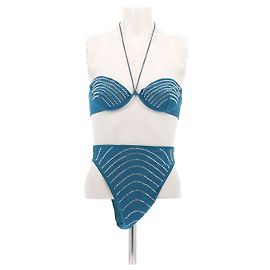 Autre Marque Maillot de bain deux pièces bleu à strass Bleu