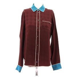 Pierre Louis Mascia Camicia di seta bordeaux Bordò