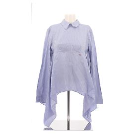 Off White Gestreifte Bluse Blau