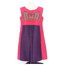 Robe courte bicolore Alberta Ferretti avec strass Rose