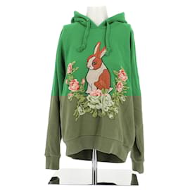 Gucci-Sweatshirt à capuche avec lapin brodé-Green