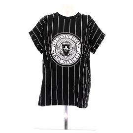 T-shirt a righe Balmain nera in cotone Nero