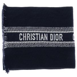 Christian Dior Cachecol de lã marinho Azul marinho