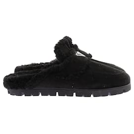 Prada-Mules en peau lainée-Black