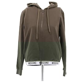 Moschino-Sweatshirt à zip et capuche kaki-Khaki