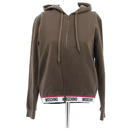 Moschino Sweatshirt à zip et capuche kaki Kaki