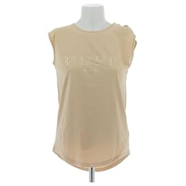 Canotta Balmain in cotone color cammello taglia 38 Cammello