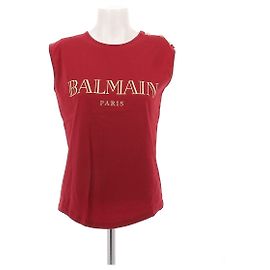 Canotta Balmain in cotone bordeaux Bordò