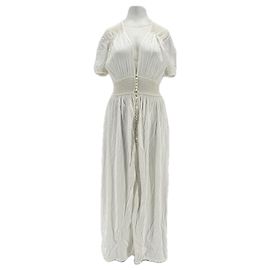 Vestido longo branco Attico de viscose com mangas curtas Branco