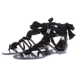 Sandales plates en cuir noir Stella Luna Taille 38 Noir
