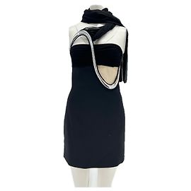 David Koma Schwarzes Kleid mit Schal Schwarz