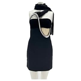 David Koma Robe noire avec écharpe Noir