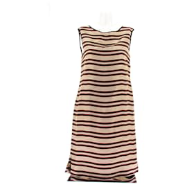 Dries Van Noten Vestido a rayas beige Camello