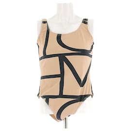 Totême Costume da bagno intero bicolore Cammello