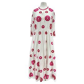 Autre Marque Vestido maxi bordado branco e rosa NIMO Branco