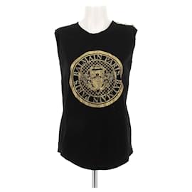 Balmain Black Cotton Tank Top Black