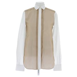 Camicia Céline bicolore bianca e marrone cotone S Marrone
