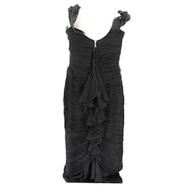 Louis Vuitton-Black silk dress-Black