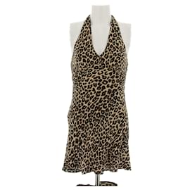 Reformation Mini vestido de leopardo Camello