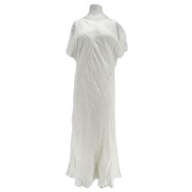 Massimo Dutti Vestido de lino blanco Blanco