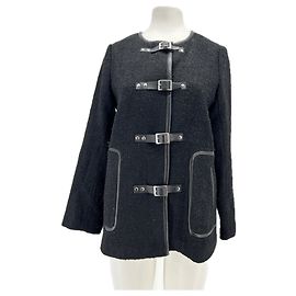Autre Marque BY MALINA Black Wool Multi-Belt Jacket XS Black
