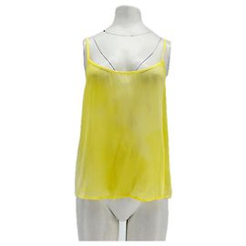 Autre Marque SUNDAY SAINT-TROPEZ Yellow Silk Top with Straps Yellow