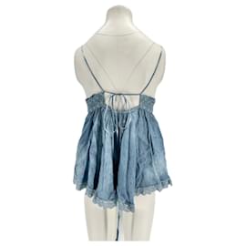 Autre Marque-Top en lin bleu-Blue