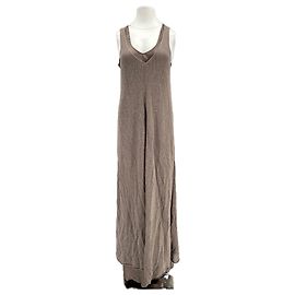 Brunello Cucinelli Linen dress and sequins Brown