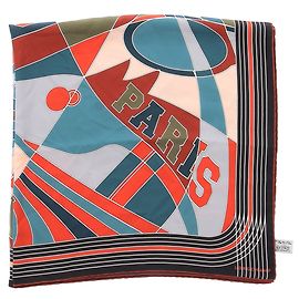 Lenço de seda "Longchamp Paris 1948" Multicor