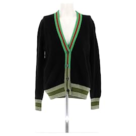 Gucci-Cardigan noir et vert-Black