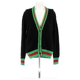 Gucci Schwarze und grüne Strickjacke Schwarz